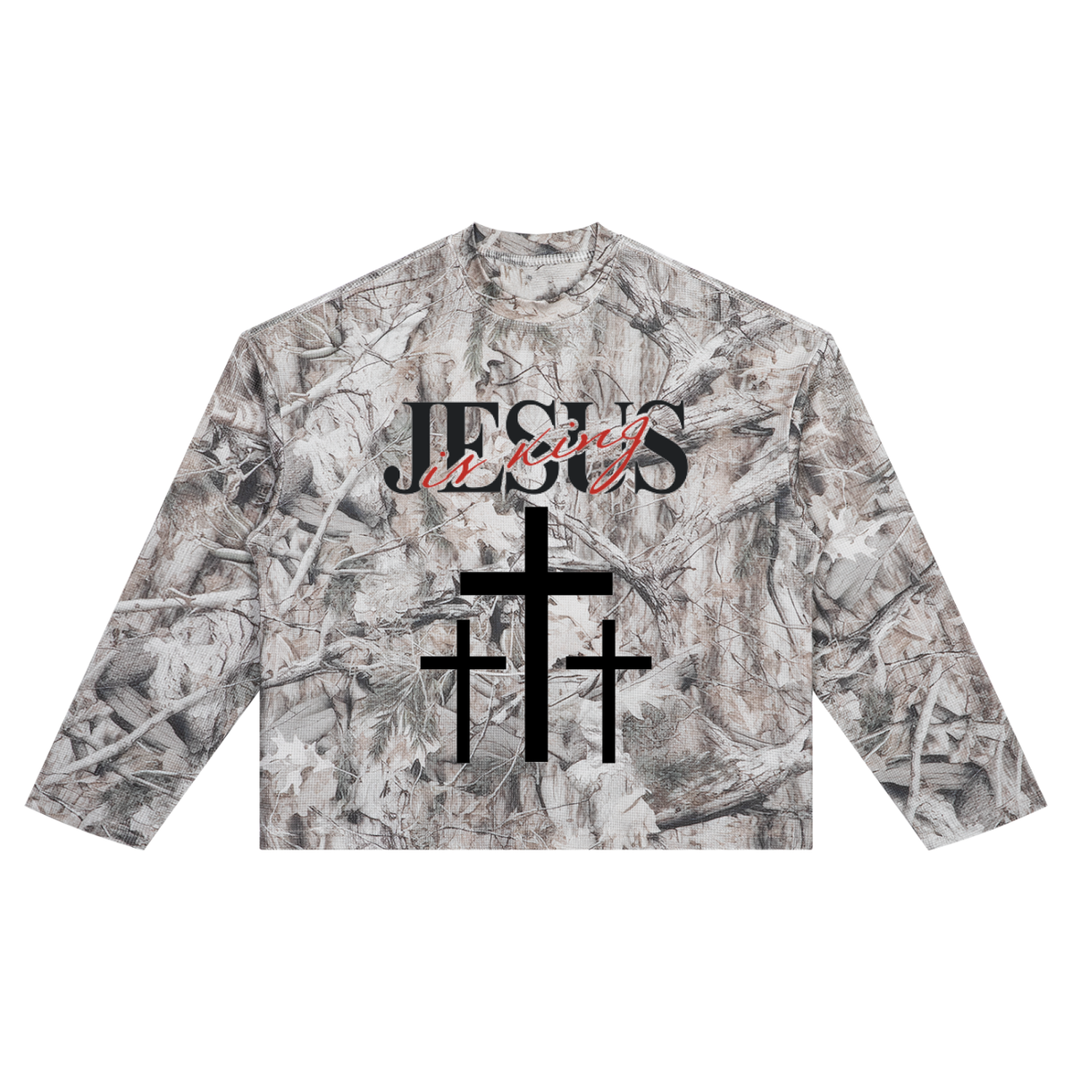 Jesus Saves- Unisex Tree Camo Waffle T-Shirt