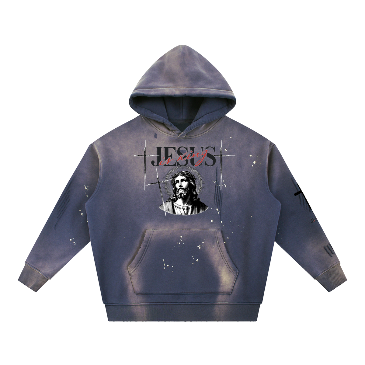 Jesus Saves-Vintage Washed Frayed Fleece Hoodie