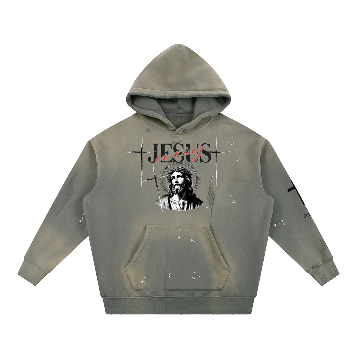 Jesus Saves-Vintage Washed Frayed Fleece Hoodie