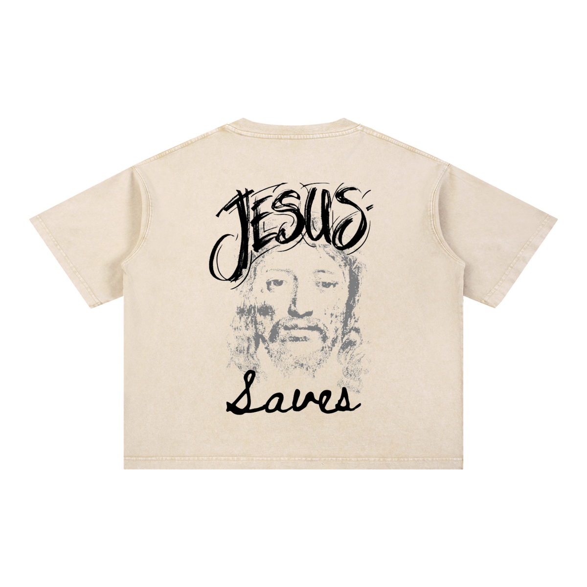 Jesus Saves- Mineral Wash Boxy Cotton T-Shirt