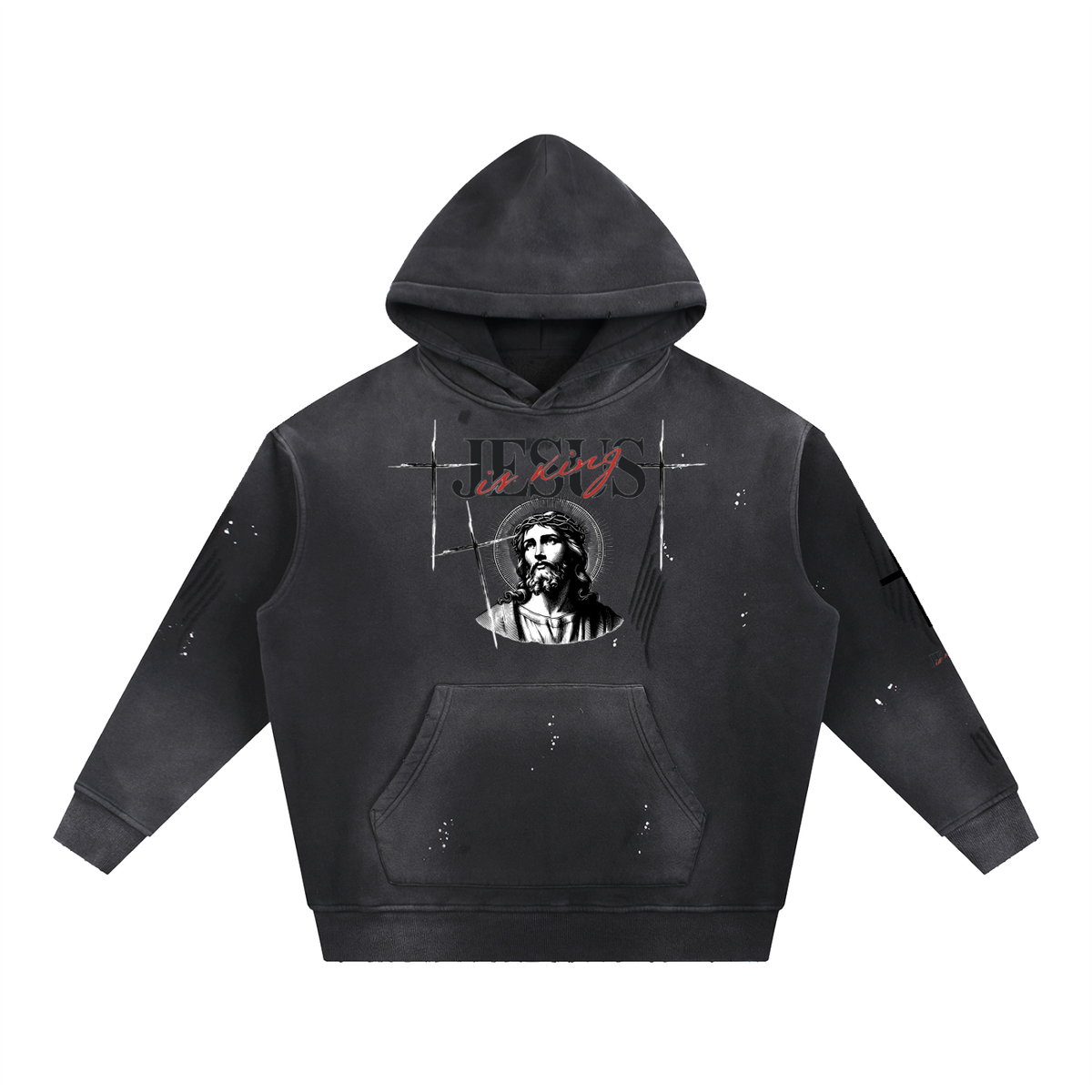 Jesus Saves-Vintage Washed Frayed Fleece Hoodie