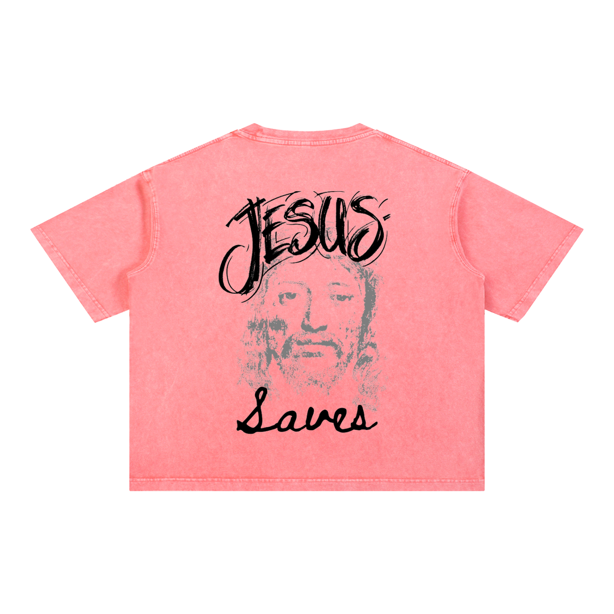 Jesus Saves- Mineral Wash Boxy Cotton T-Shirt