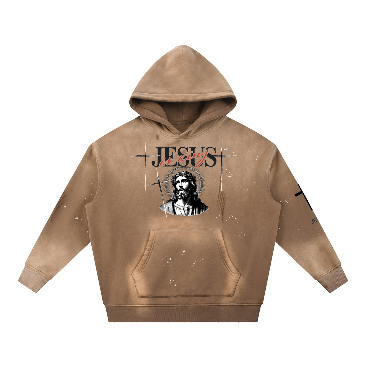 Jesus Saves-Vintage Washed Frayed Fleece Hoodie